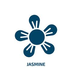 jasmine icon from nature collection. Filled jasmine, floral, plant glyph icons isolated on white background. Black vector jasmine sign, symbol for web design and mobile apps