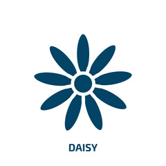 daisy icon from nature collection. Filled daisy, flower, floral glyph icons isolated on white background. Black vector daisy sign, symbol for web design and mobile apps