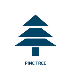 Fototapeta premium pine tree icon from nature collection. Filled pine tree, forest, pine glyph icons isolated on white background. Black vector pine tree sign, symbol for web design and mobile apps