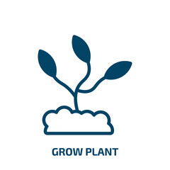 grow plant icon from nature collection. Filled grow plant, plant, organic glyph icons isolated on white background. Black vector grow plant sign, symbol for web design and mobile apps