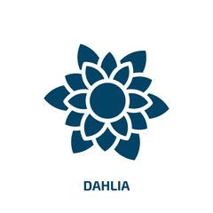 dahlia icon from nature collection. Filled dahlia, floral, flower glyph icons isolated on white background. Black vector dahlia sign, symbol for web design and mobile apps