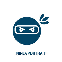 ninja portrait icon from people collection. Filled ninja portrait, portrait, face glyph icons isolated on white background. Black vector ninja portrait sign, symbol for web design and mobile apps