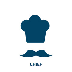 chief icon from people collection. Filled chief, cap, hat glyph icons isolated on white background. Black vector chief sign, symbol for web design and mobile apps