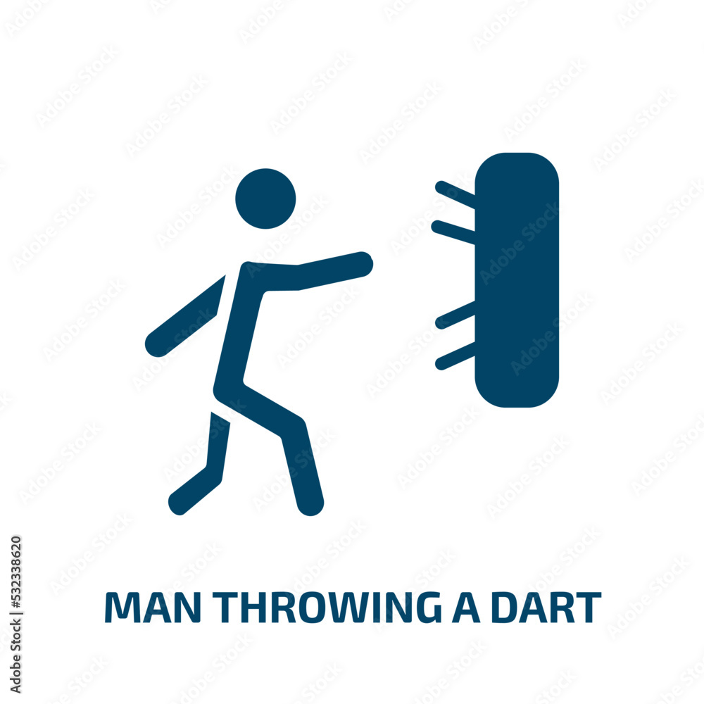 Poster man throwing a dart icon from people collection. filled man throwing a dart, dart, man glyph icons i