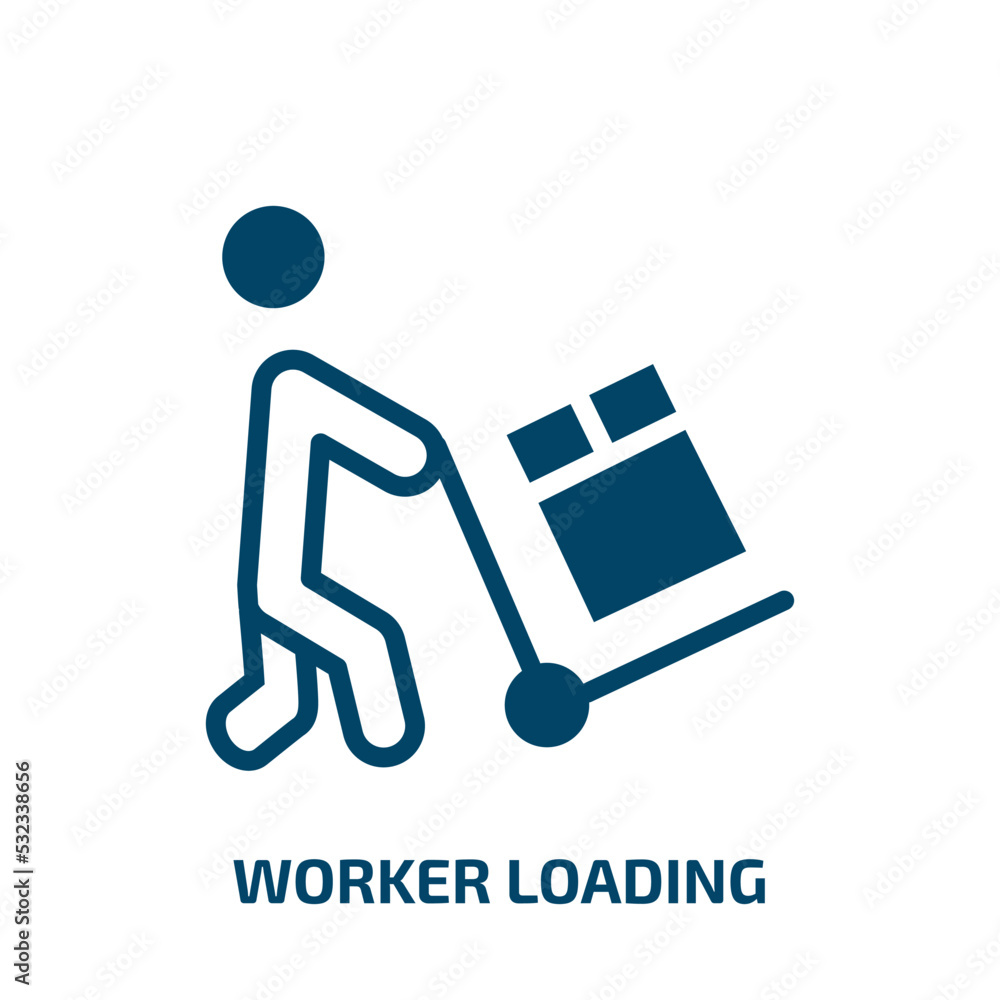 Poster worker loading icon from people collection. filled worker loading, truck, load glyph icons isolated 