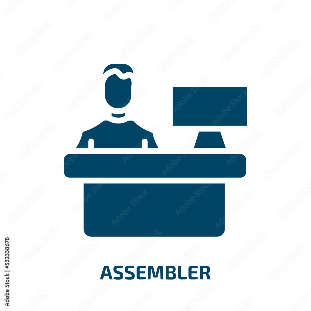 Poster assembler icon from people collection. filled assembler, assembly, business glyph icons isolated on 