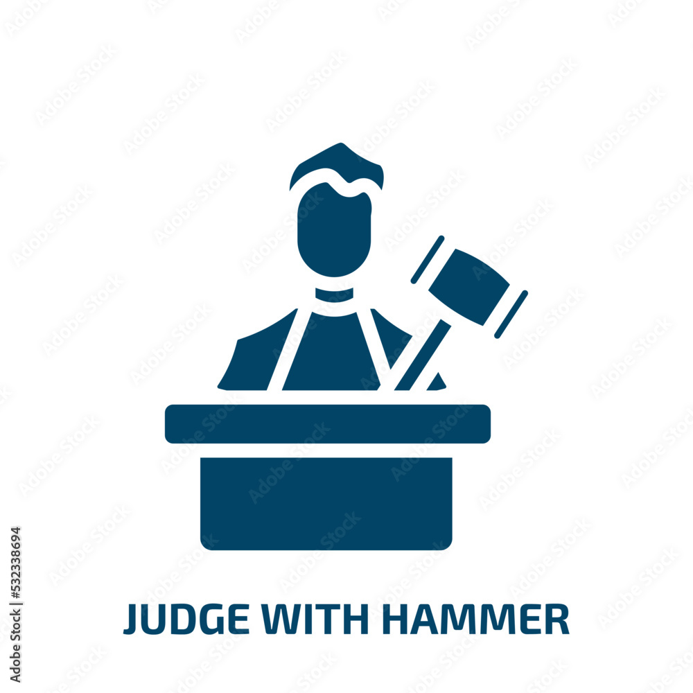 Poster judge with hammer icon from people collection. filled judge with hammer, justice, crime glyph icons 