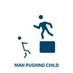man pushing child icon from people collection. Filled man pushing child, child, man glyph icons isolated on white background. Black vector man pushing child sign, symbol for web design and mobile apps