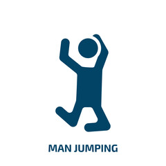 man jumping icon from people collection. Filled man jumping, man, person glyph icons isolated on white background. Black vector man jumping sign, symbol for web design and mobile apps