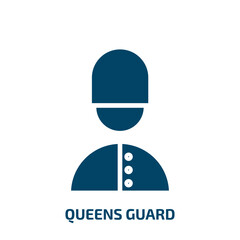 queens guard icon from people collection. Filled queens guard, guard, britain glyph icons isolated on white background. Black vector queens guard sign, symbol for web design and mobile apps