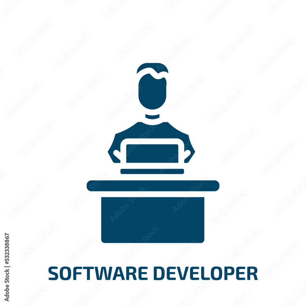 Poster software developer icon from professions collection. filled software developer, data, software glyph