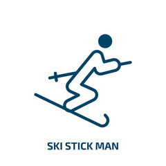 ski stick man icon from people collection. Filled ski stick man, competition, ice glyph icons isolated on white background. Black vector ski stick man sign, symbol for web design and mobile apps
