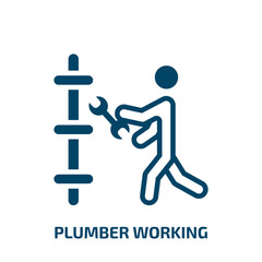 plumber working icon from people collection. Filled plumber working, repair, plumber glyph icons isolated on white background. Black vector plumber working sign, symbol for web design and mobile apps