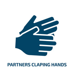 partners claping hands icon from people collection. Filled partners claping hands, leader, woman glyph icons isolated on white background. Black vector partners claping hands sign, symbol for web