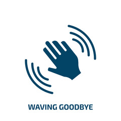Fototapeta na wymiar waving goodbye icon from people collection. Filled waving goodbye, hi, welcome glyph icons isolated on white background. Black vector waving goodbye sign, symbol for web design and mobile apps