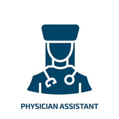 physician assistant icon from professions collection. Filled physician assistant, person, physician glyph icons isolated on white background. Black vector physician assistant sign, symbol for web