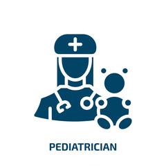 pediatrician icon from professions collection. Filled pediatrician, medical, hospital glyph icons isolated on white background. Black vector pediatrician sign, symbol for web design and mobile apps