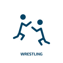 Fototapeta na wymiar wrestling icon from professions collection. Filled wrestling, sport, man glyph icons isolated on white background. Black vector wrestling sign, symbol for web design and mobile apps