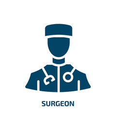 surgeon icon from professions collection. Filled surgeon, medical, people glyph icons isolated on white background. Black vector surgeon sign, symbol for web design and mobile apps