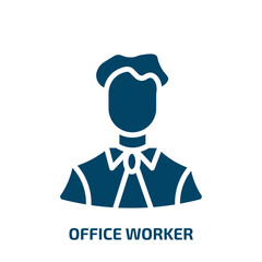 office worker icon from professions collection. Filled office worker , worker, man glyph icons isolated on white background. Black vector office worker sign, symbol for web design and mobile apps