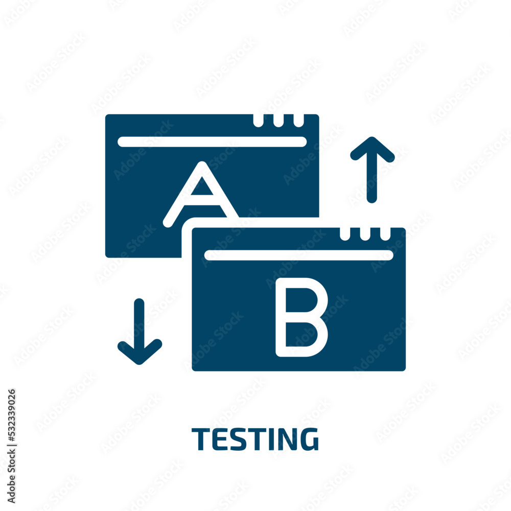 Poster testing icon from seo collection. filled testing, test, medical glyph icons isolated on white backgr