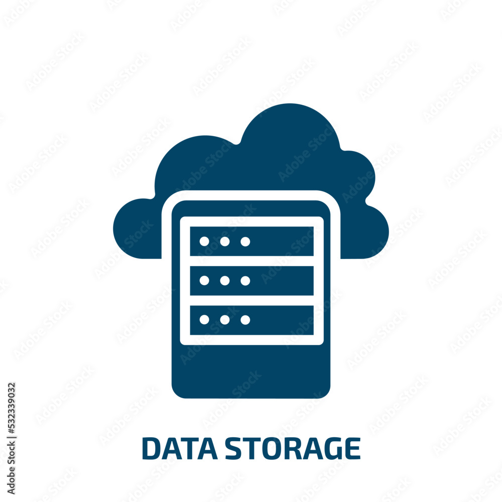 Aufkleber data storage icon from seo collection. filled data storage, data, storage glyph icons isolated on wh