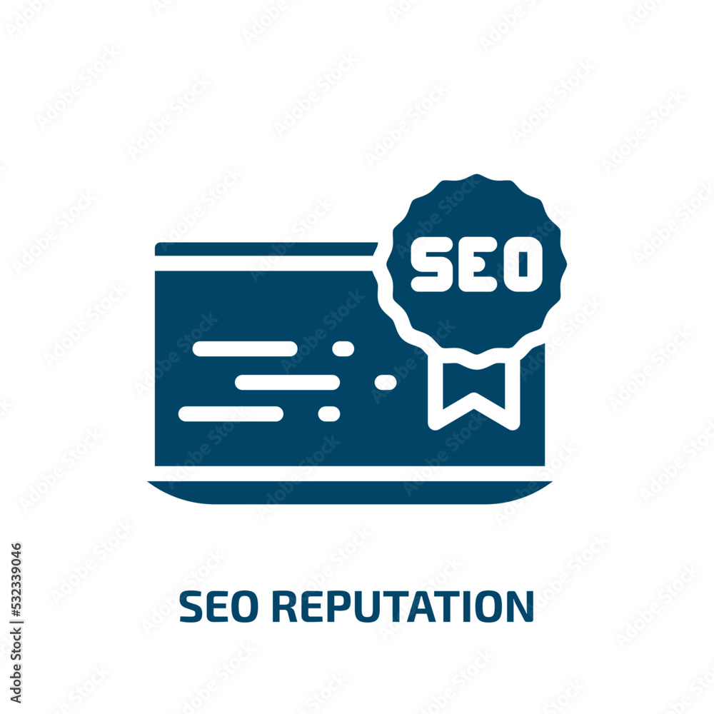 Poster seo reputation icon from programming collection. filled seo reputation, reputation, content glyph ic