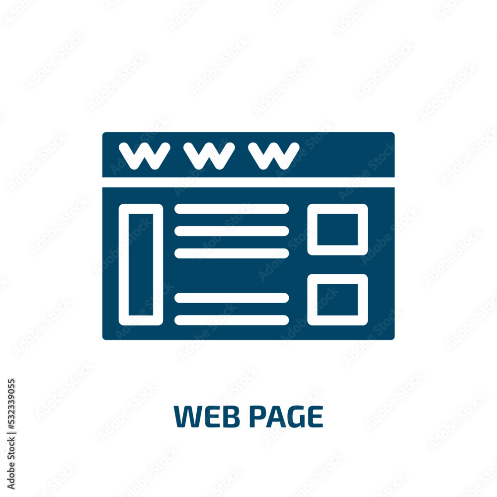 Poster web page icon from programming collection. filled web page, business, page glyph icons isolated on w