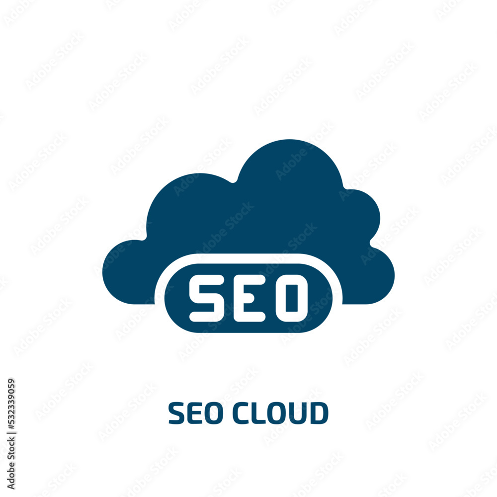 Poster seo cloud icon from programming collection. filled seo cloud, optimization, seo glyph icons isolated