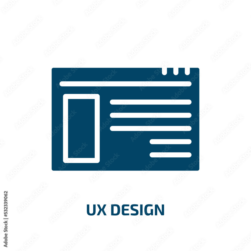 Poster ux design icon from programming collection. filled ux design, website, technology glyph icons isolat