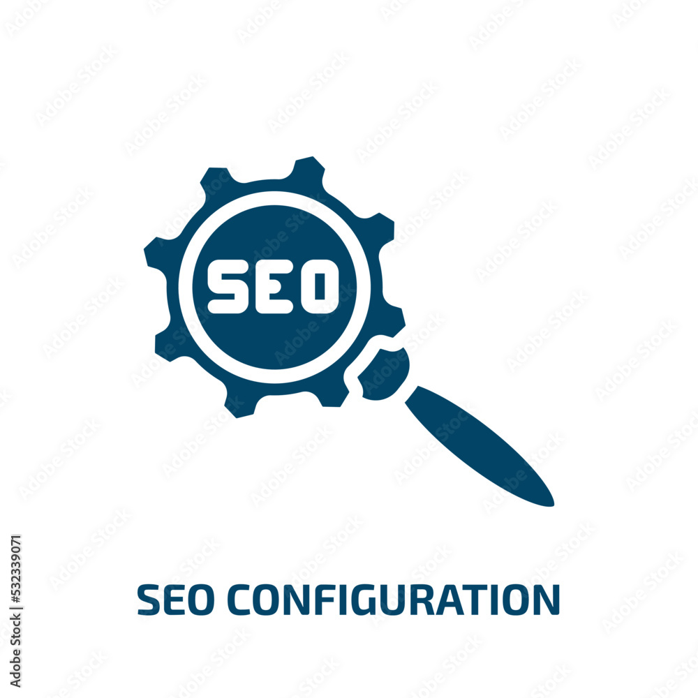 Poster seo configuration icon from programming collection. filled seo configuration, configuration, seo gly