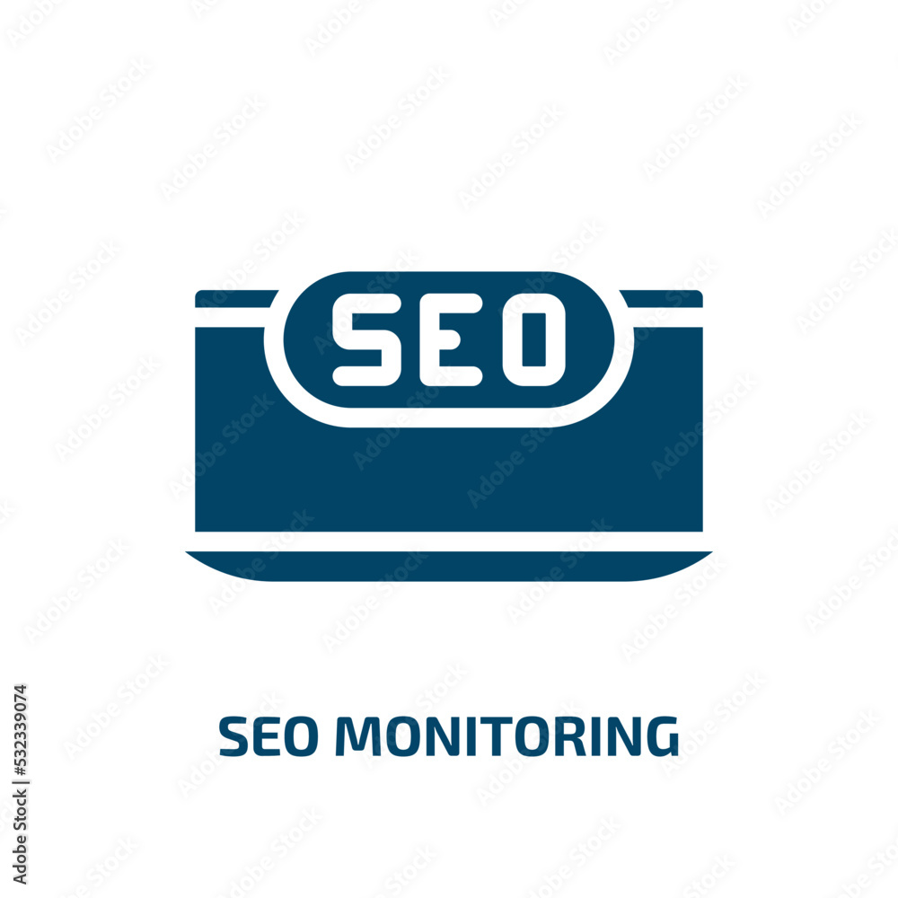 Poster seo monitoring icon from programming collection. filled seo monitoring, data, network glyph icons is