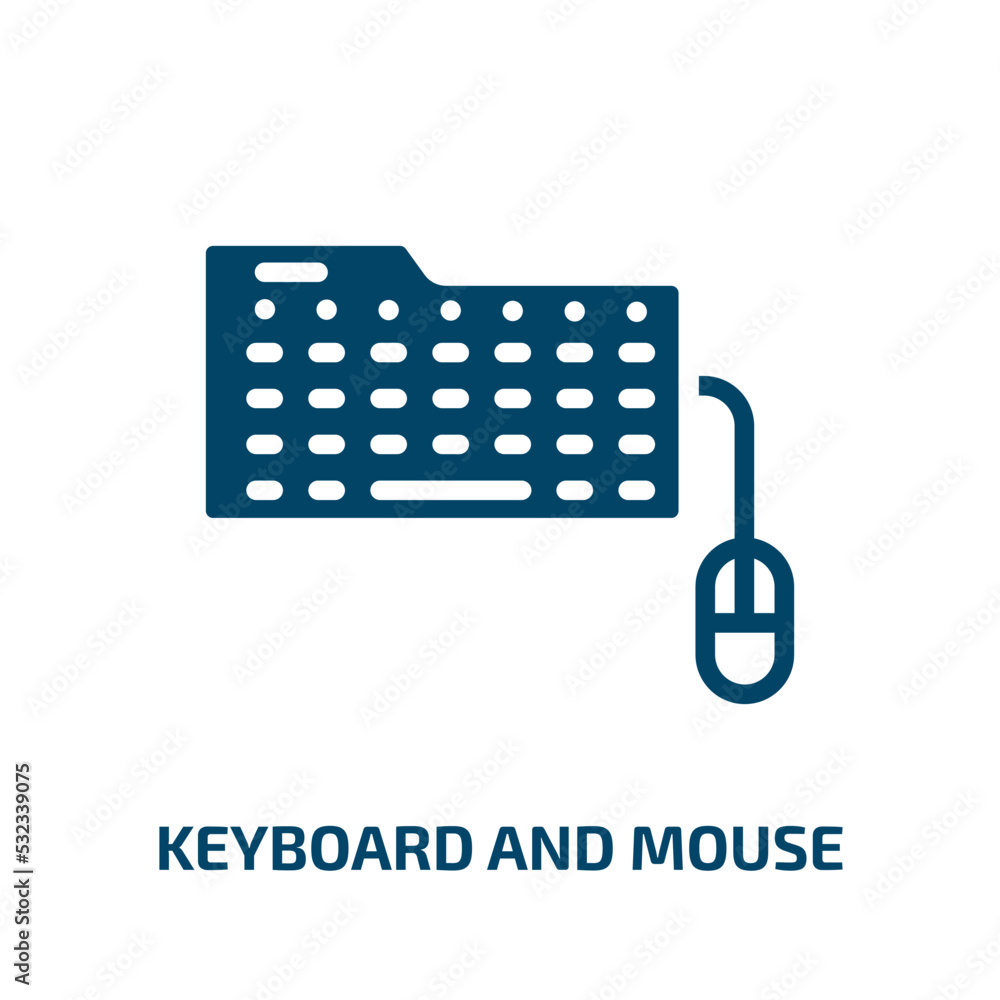 Poster keyboard and mouse icon from programming collection. filled keyboard and mouse, mouse, computer glyp