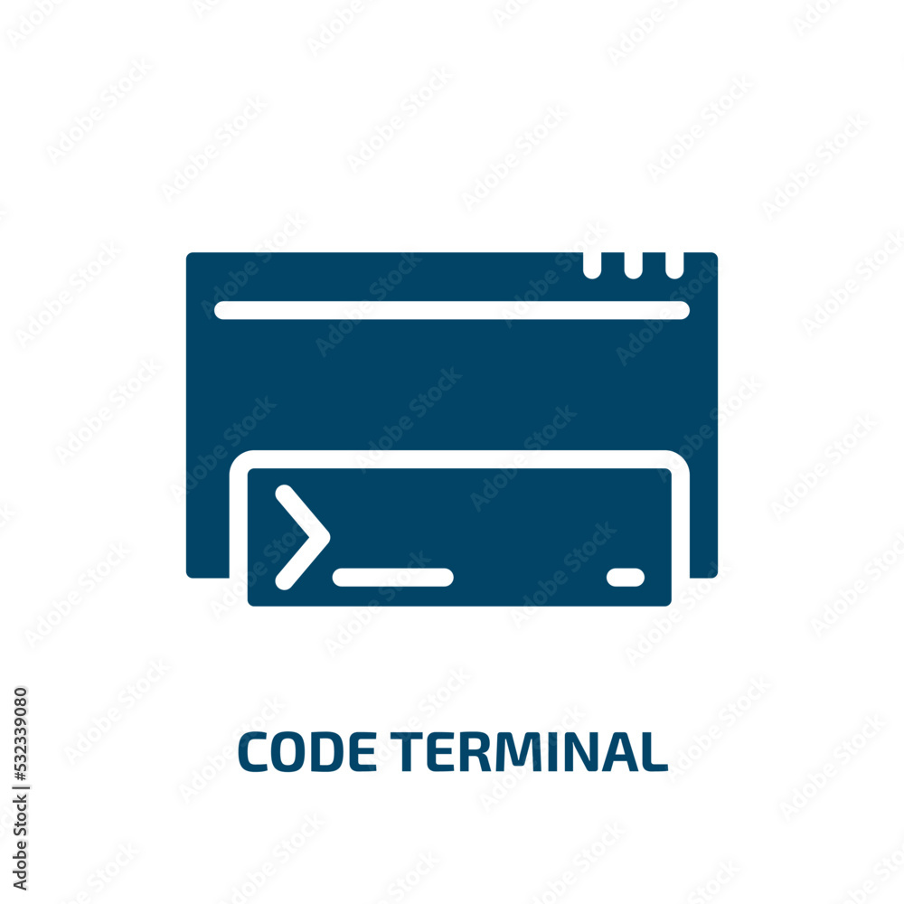 Poster code terminal icon from programming collection. filled code terminal, code, business glyph icons iso
