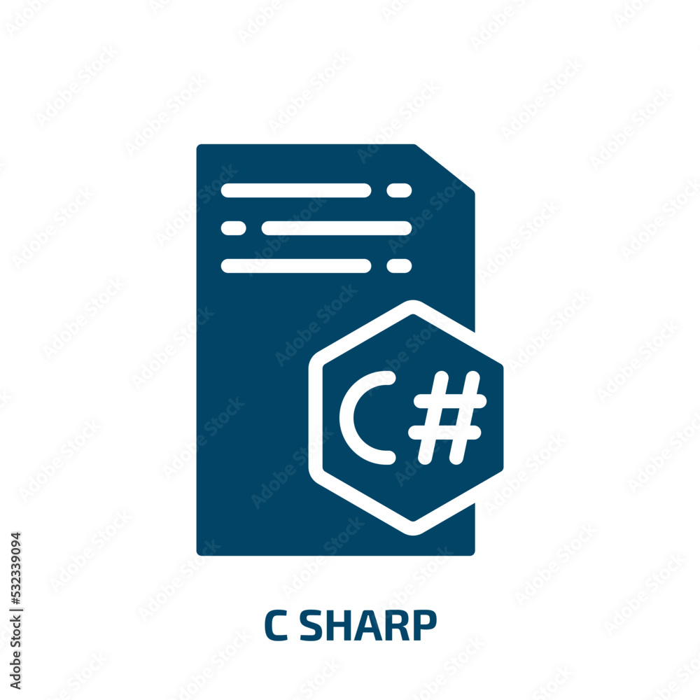 Poster c sharp icon from programming collection. filled c sharp, sharp, letter glyph icons isolated on whit