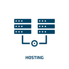 Fototapeta premium hosting icon from seo collection. Filled hosting, data, cloud glyph icons isolated on white background. Black vector hosting sign, symbol for web design and mobile apps