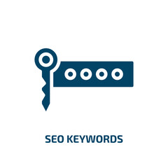 seo keywords icon from programming collection. Filled seo keywords, internet, seo glyph icons isolated on white background. Black vector seo keywords sign, symbol for web design and mobile apps