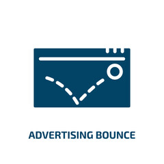 advertising bounce icon from programming collection. Filled advertising bounce, bounce, advertising glyph icons isolated on white background. Black vector advertising bounce sign, symbol for web