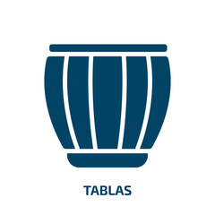 tablas icon from religion collection. Filled tablas, tabla, music glyph icons isolated on white background. Black vector tablas sign, symbol for web design and mobile apps