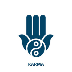 karma icon from religion collection. Filled karma, zen, buddhism glyph icons isolated on white background. Black vector karma sign, symbol for web design and mobile apps - obrazy, fototapety, plakaty
