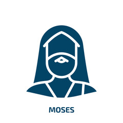 moses icon from religion collection. Filled moses, jewish, religious glyph icons isolated on white background. Black vector moses sign, symbol for web design and mobile apps