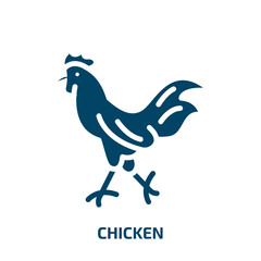 chicken icon from religion collection. Filled chicken, farm, food glyph icons isolated on white background. Black vector chicken sign, symbol for web design and mobile apps