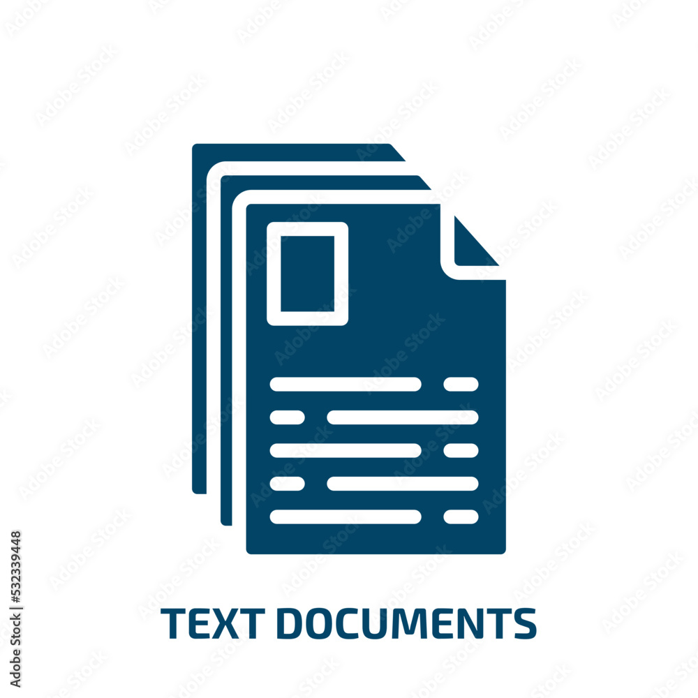 Poster text documents icon from signs collection. filled text documents, text, page glyph icons isolated on