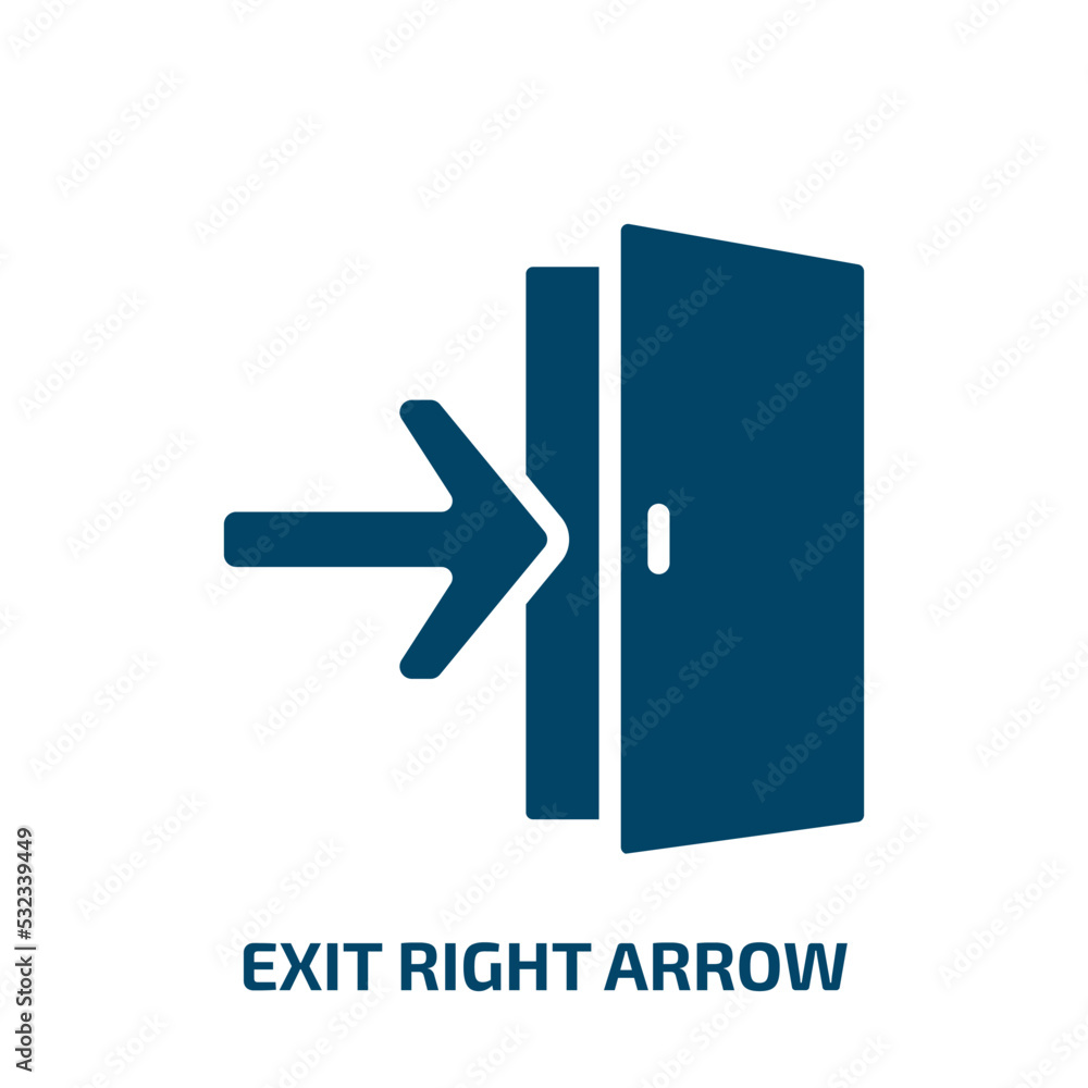 Poster exit right arrow icon from signs collection. filled exit right arrow, right, exit glyph icons isolat