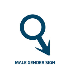 male gender sign icon from signs collection. Filled male gender sign, gender, man glyph icons isolated on white background. Black vector male gender sign sign, symbol for web design and mobile apps