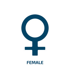 Fototapeta premium female symbol icon from signs collection. Filled female symbol, female, woman glyph icons isolated on white background. Black vector female symbol sign, symbol for web design and mobile apps