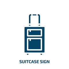 suitcase sign icon from signs collection. Filled suitcase sign, suitcase, luggage glyph icons isolated on white background. Black vector suitcase sign sign, symbol for web design and mobile apps