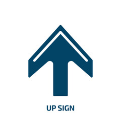 up sign icon from signs collection. Filled up sign, hand, business glyph icons isolated on white background. Black vector up sign sign, symbol for web design and mobile apps