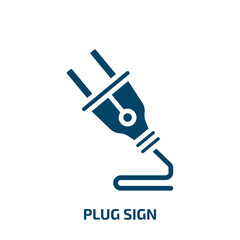 plug sign icon from signs collection. Filled plug sign, power, energy glyph icons isolated on white background. Black vector plug sign sign, symbol for web design and mobile apps