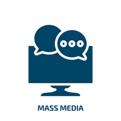 mass media icon from social media marketing collection. Filled mass media, media, tv glyph icons isolated on white background. Black vector mass media sign, symbol for web design and mobile apps